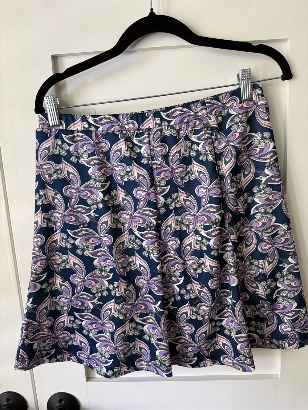 Navy Floral Circle Skort with Lavender Accents
